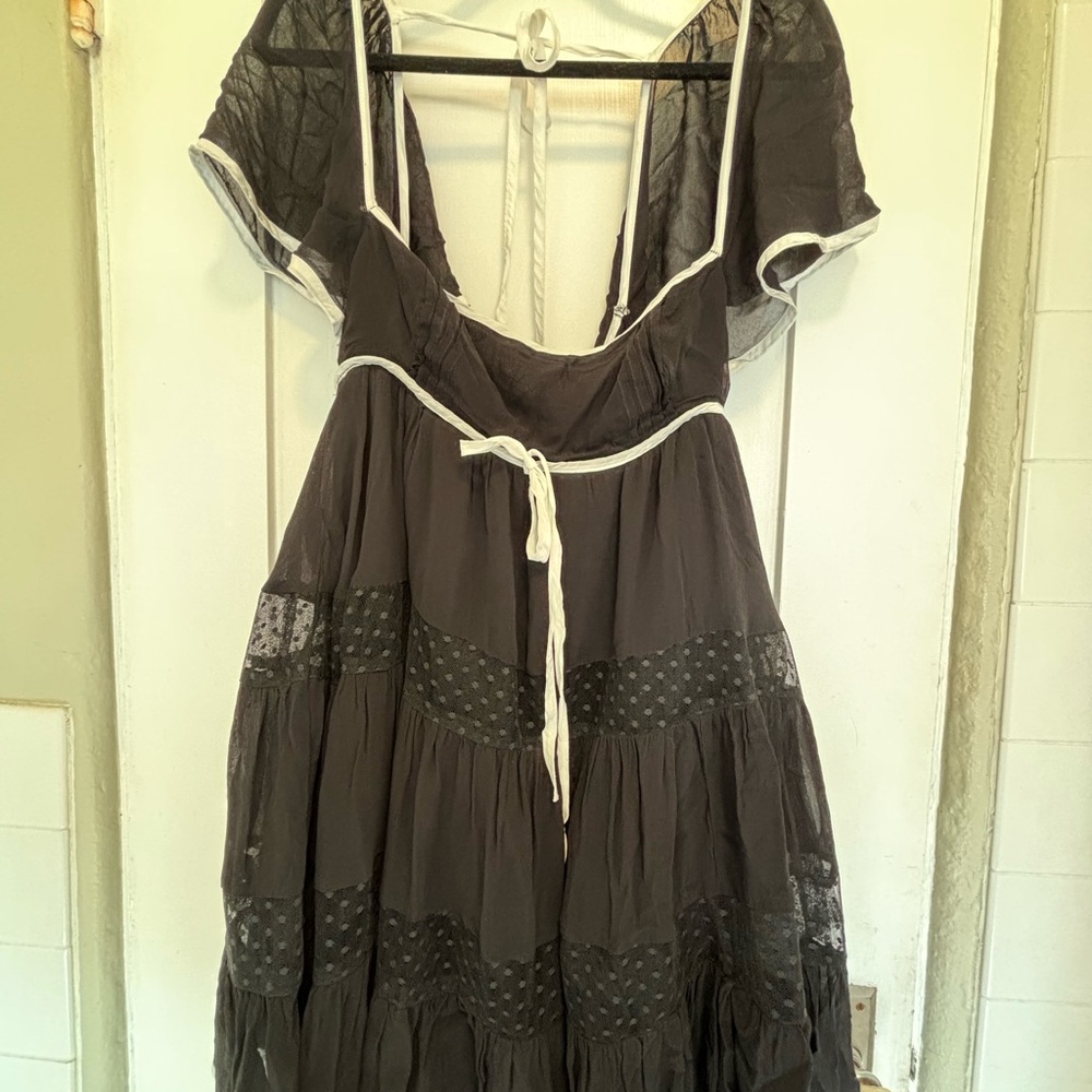 Maeve Black Mini Dress with White Accents - Picture 2 of 4